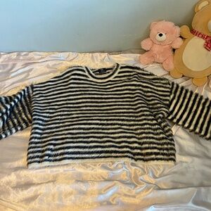 Love Sick Striped Fuzzy Sweater